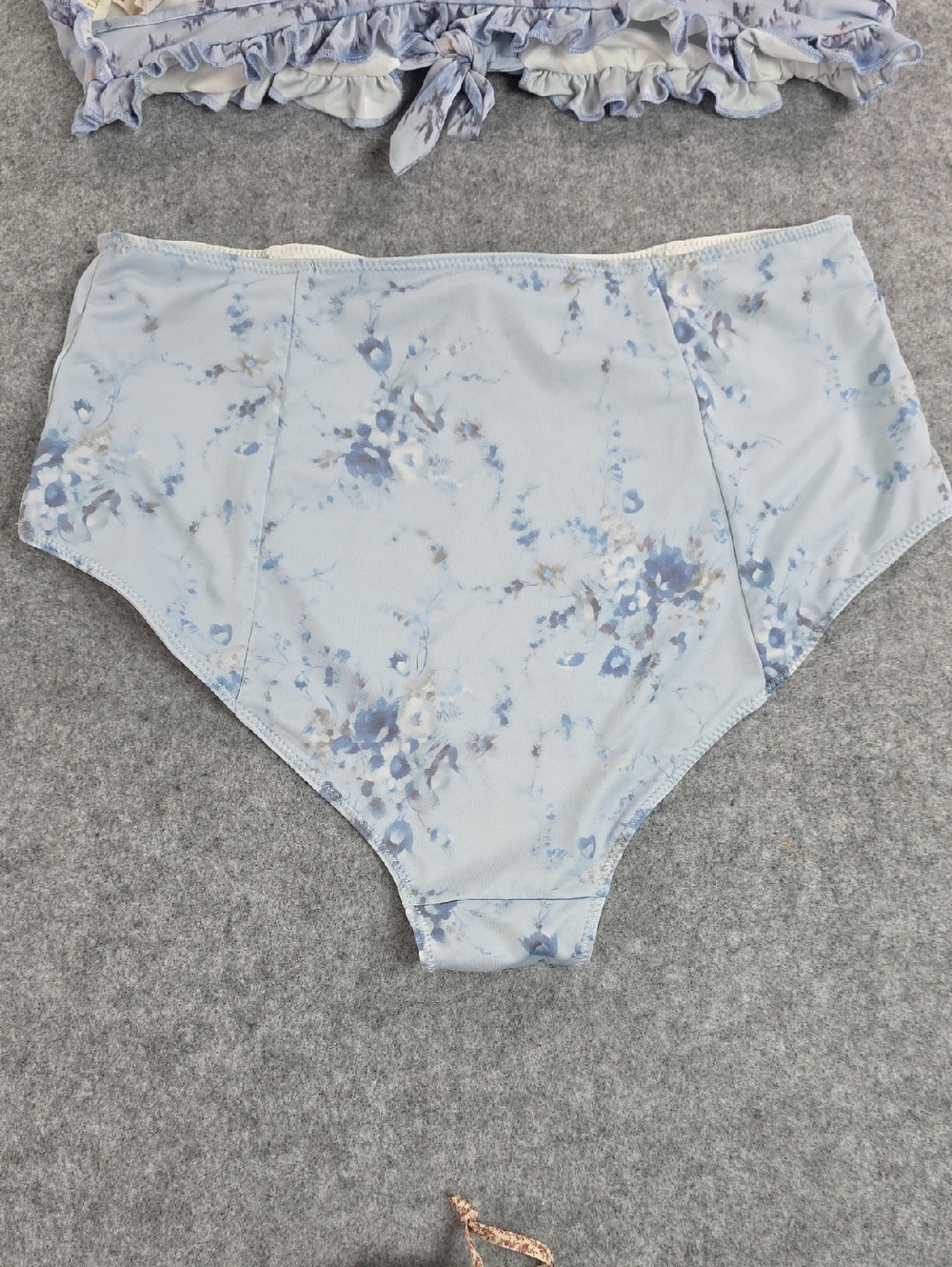 LoveShackFancy Light Blue Floral Ruffle High-Waist Bikini Set M Bottom/ L Top - Picture 8 of 9